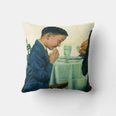 ヴィンテージ宗教、感謝祭の少年ことわざの恵み クッション (裏面)