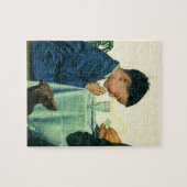 ヴィンテージ宗教、感謝祭の少年ことわざの恵み ジグソーパズル (横)