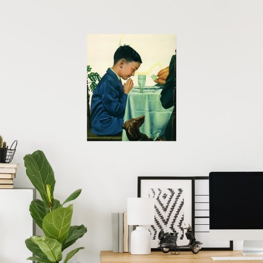 ヴィンテージ宗教、感謝祭の少年ことわざの恵み ポスター (ホームオフィス)