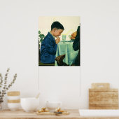 ヴィンテージ宗教、感謝祭の少年ことわざの恵み ポスター (キッチン)