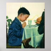 ヴィンテージ宗教、感謝祭の少年ことわざの恵み ポスター (正面)