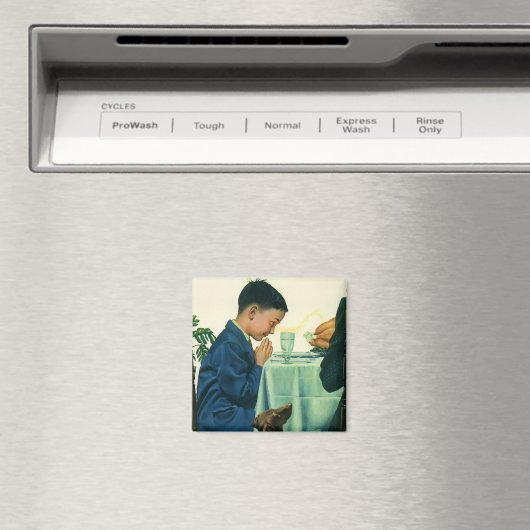 ヴィンテージ宗教、感謝祭の少年ことわざの恵み マグネット (インサイチュ (食洗機))