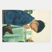 ヴィンテージ宗教、感謝祭の少年ことわざの恵み ラッピングペーパーシート (正面2)