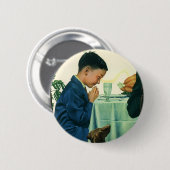 ヴィンテージ宗教、感謝祭の少年ことわざの恵み 缶バッジ (正面&裏面)