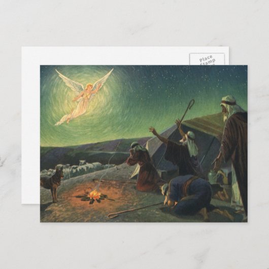 ヴィンテージ宗教、生神女福音、羊飼いへ ポストカード (正面/裏面)