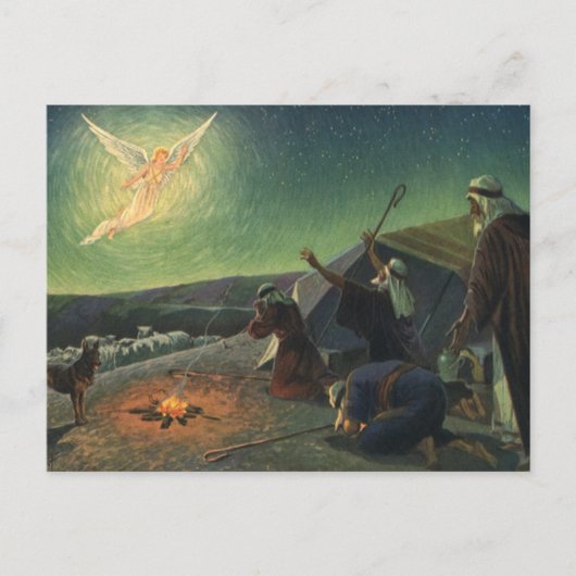 ヴィンテージ宗教、生神女福音、羊飼いへ ポストカード (正面)