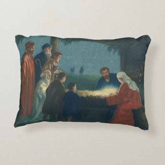 ヴィンテージ宗教、羊飼いの崇拝 アクセントクッション (裏面)