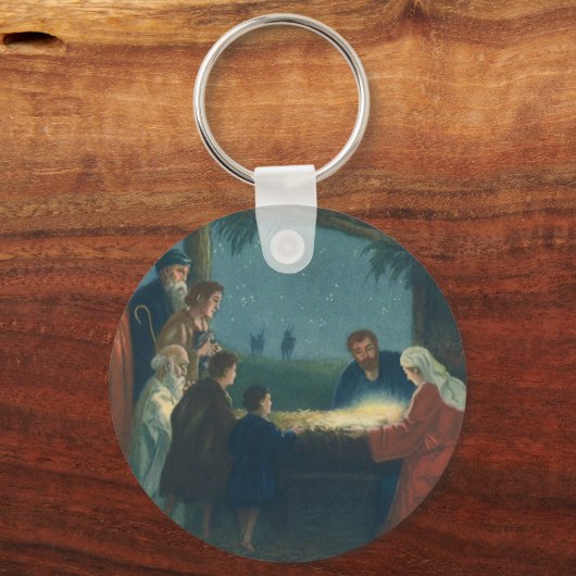 ヴィンテージ宗教、羊飼いの崇拝 キーホルダー (裏面)