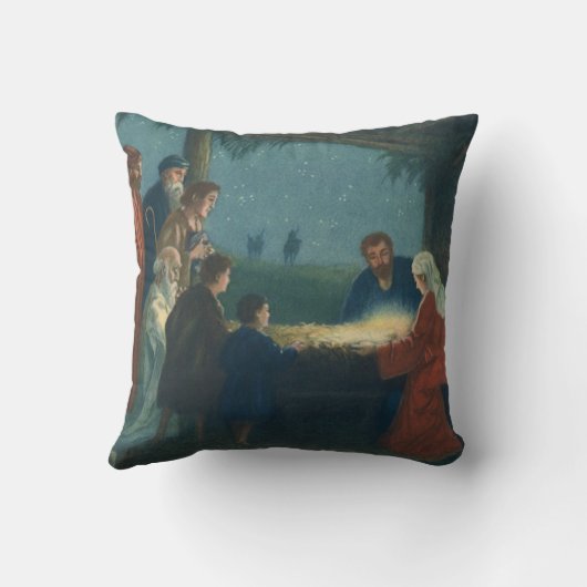 ヴィンテージ宗教、羊飼いの崇拝 クッション (裏面)