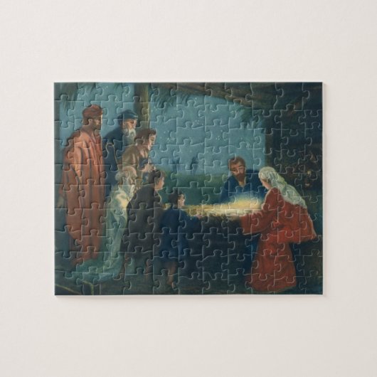 ヴィンテージ宗教、羊飼いの崇拝 ジグソーパズル (横)