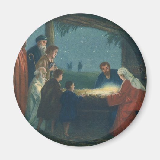 ヴィンテージ宗教、羊飼いの崇拝 マグネット (正面)