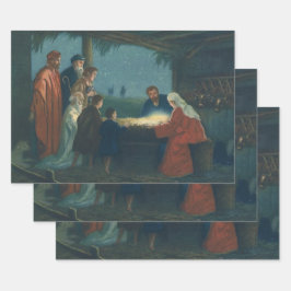 ヴィンテージ宗教、羊飼いの崇拝 ラッピングペーパーシート