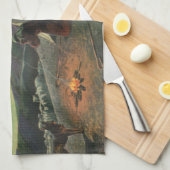 ヴィンテージ宗教、羊飼いへの受胎告知 キッチンタオル (四つ折り)