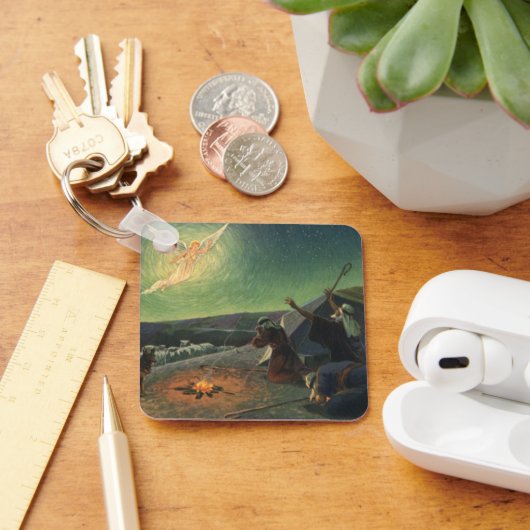 ヴィンテージ宗教、羊飼いへの受胎告知 キーホルダー (デスク)