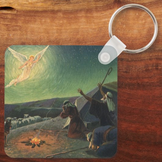 ヴィンテージ宗教、羊飼いへの受胎告知 キーホルダー (裏面)