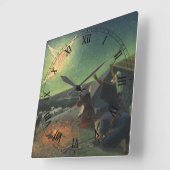 ヴィンテージ宗教、羊飼いへの受胎告知 スクエア壁時計 (傾斜)