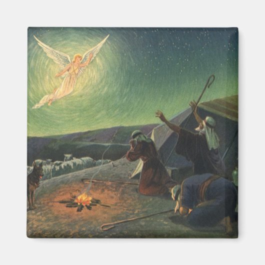 ヴィンテージ宗教、羊飼いへの受胎告知 マグネット (正面)