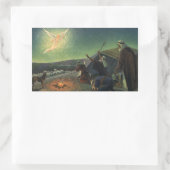 ヴィンテージ宗教、羊飼いへの受胎告知 長方形シール (バッグ)