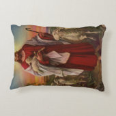 ヴィンテージ宗教、良い羊飼いの群れ アクセントクッション (裏面)