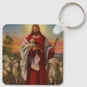 ヴィンテージ宗教、良い羊飼いの群れ キーホルダー (裏面)