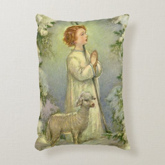 ヴィンテージ宗教、良い羊飼いキリスト アクセントクッション (正面(垂直))