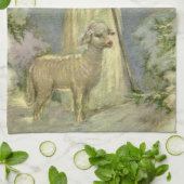 ヴィンテージ宗教、良い羊飼いキリスト キッチンタオル (折り畳み)