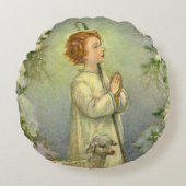 ヴィンテージ宗教、良い羊飼いキリスト ラウンドクッション (正面)