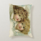 ヴィンテージ宗教、雲の中のビクトリア朝の天使たち アクセントクッション (正面(垂直))
