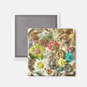 ヴィンテージ宝石フローラ磁石 マグネット (正面/裏面)