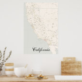 ヴィンテージ宝石地図ポスターカリフォルニア ポスター (キッチン)