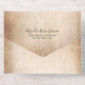 ヴィンテージ実在ゴールドフォイルブラックとレッドキンセアニェラ オールインワン招待状 (背面)