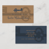 ヴィンテージ実在鍵エステートネイビーブラウン 名刺 (正面/裏面)