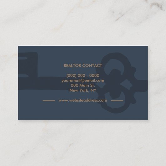 ヴィンテージ実在鍵エステートネイビーブラウン 名刺 (裏面)