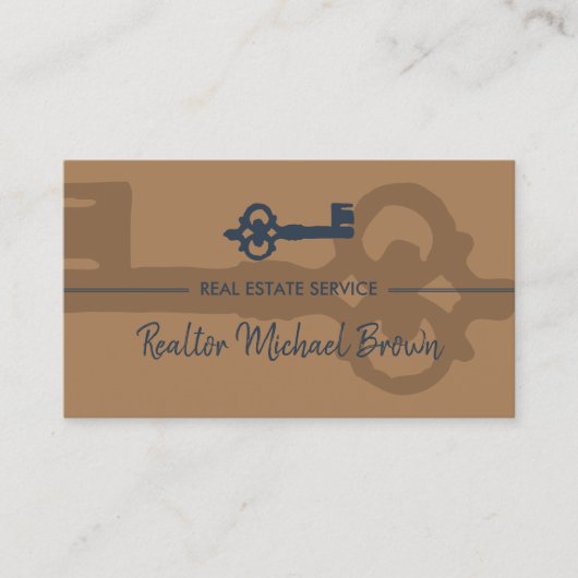 ヴィンテージ実在鍵エステートネイビーブラウン 名刺 (正面)