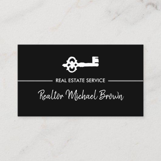 ヴィンテージ実在鍵不動産qrコード 名刺 (正面)