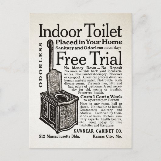 ヴィンテージ室内トイレ広告用はがき ポストカード (正面)