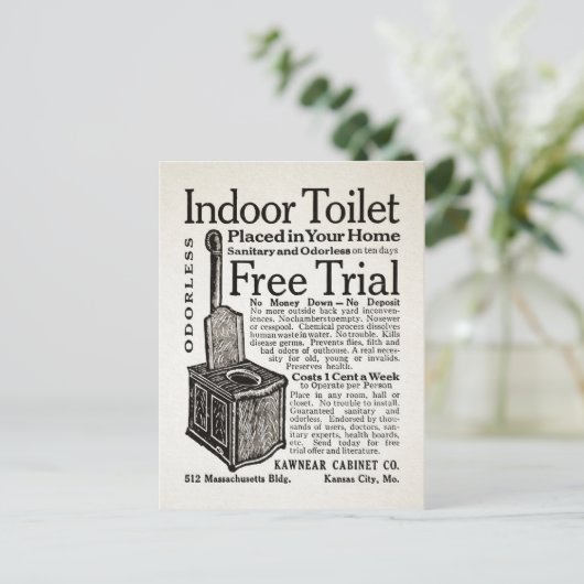 ヴィンテージ室内トイレ広告用はがき ポストカード (スタンド正面)