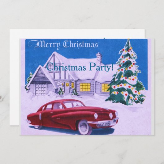 ヴィンテージ家および車 招待状 (正面/裏面)
