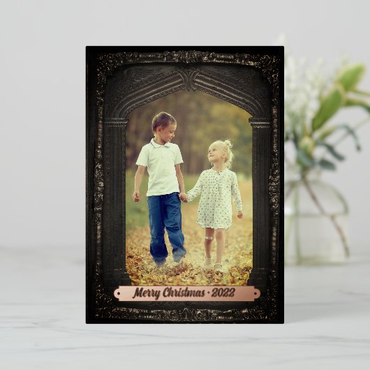 ヴィンテージ家家宝フォトフレーム |セピアフィルタ 箔シーズンカード (立ち正面)