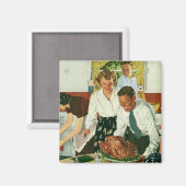 ヴィンテージ家族の料理の感謝祭の夕食の台所 マグネット (正面/裏面)