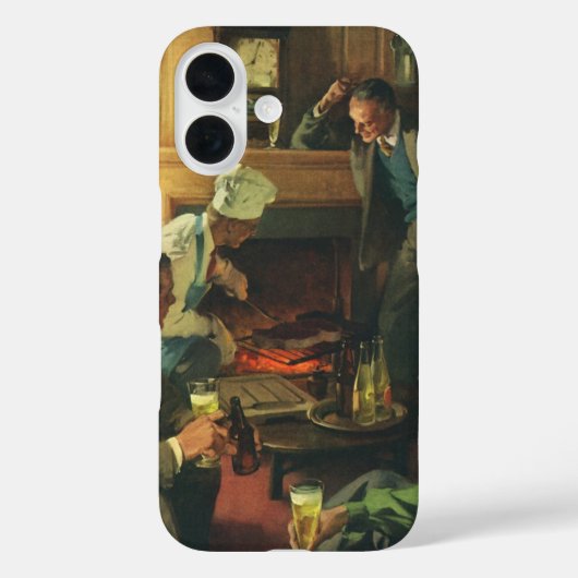 ヴィンテージ家族パーティー、ステーキを焼いてビールを飲む Case-Mate iPhoneケース (裏面)