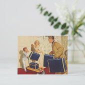 ヴィンテージ家族休暇、パパ、子供とスーツケース (スタンド正面)