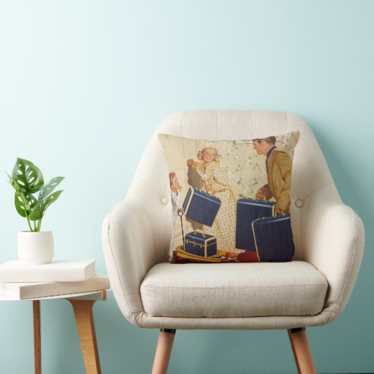 ヴィンテージ家族休暇、パパ、子供とスーツケース クッション (椅子)