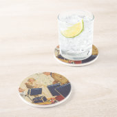 ヴィンテージ家族休暇、パパ、子供とスーツケース コースター (側面)