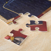 ヴィンテージ家族休暇、パパ、子供とスーツケース ジグソーパズル (側面)