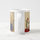 ヴィンテージ家族休暇、パパ、子供とスーツケース ジャンボコーヒーマグカップ (裏面)