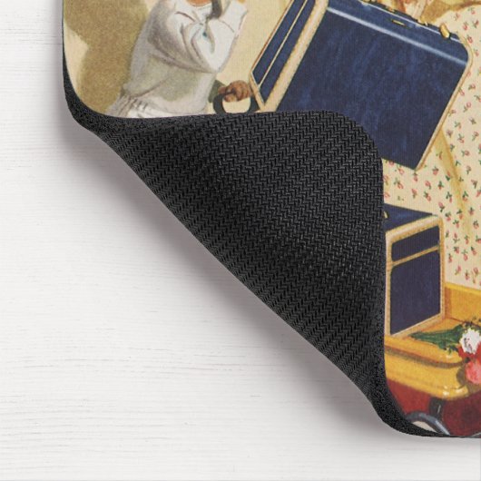 ヴィンテージ家族休暇、パパ、子供とスーツケース マウスパッド (コーナー)