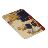 ヴィンテージ家族休暇、パパ、子供とスーツケース マグネット (右側)