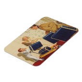 ヴィンテージ家族休暇、パパ、子供とスーツケース マグネット (左側)