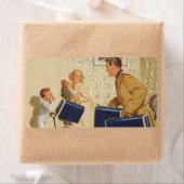 ヴィンテージ家族休暇、パパ、子供とスーツケース ラベル (インサイチュ)